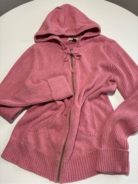 Sonoma Pink Y2K Coquette Cotton Zip Up Hoodie Jacket